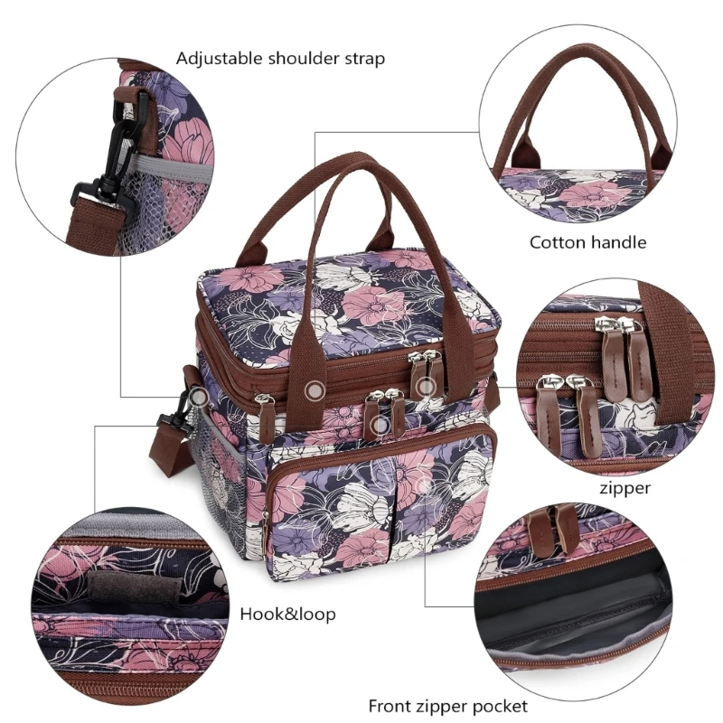 Bolso de pañales con patrón impreso y múltiples compartimentos - imagen 4