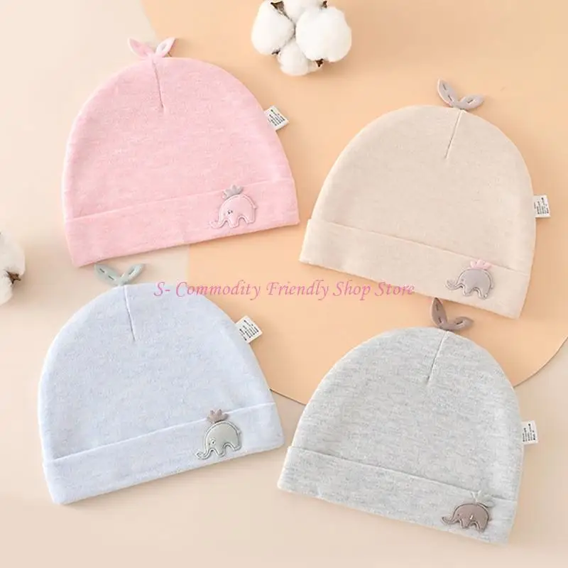 Gorro bebé con patrón de elefantes, gorrito tipo capota - imagen 2