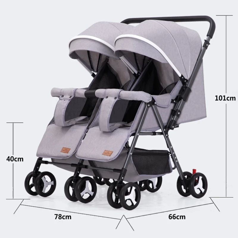 Cochecito gemelar reversible ligero para dos niños - imagen 4