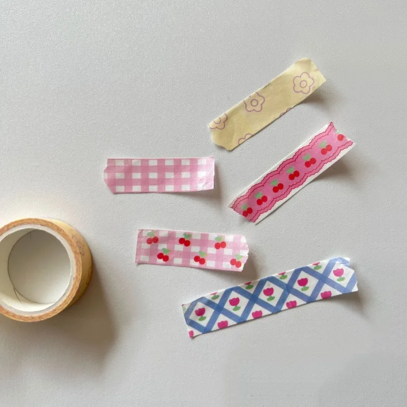 Cinta washi adhesiva decorativa a cuadros en tonos dulces - imagen 2