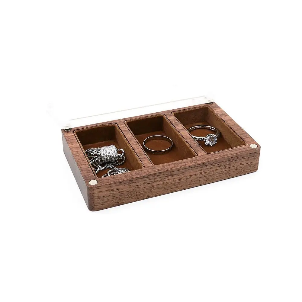 Caja para anillos de madera con ventana en nogal negro - imagen 4