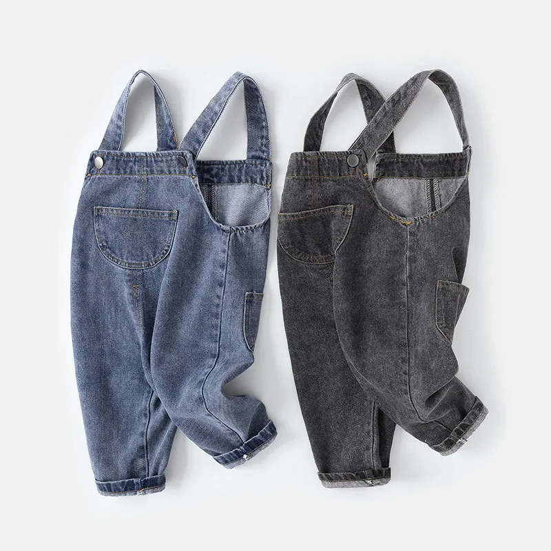 MILANCEL Peto mezclilla para bebé y niño – Mono denim sólido - imagen 2