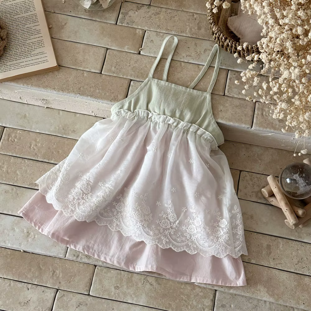 Milancel vestido de verano para bebé con flores bordadas y tirantes - imagen 4
