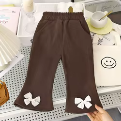 Pantalones acampanados para niña de punto ajustados otoño-invierno