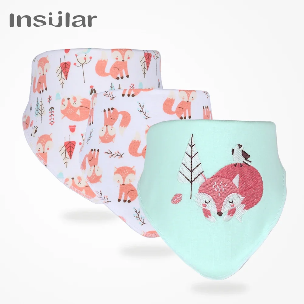 INSULAR Baberos bandana de algodón para bebé – Suave y absorbente - imagen 4