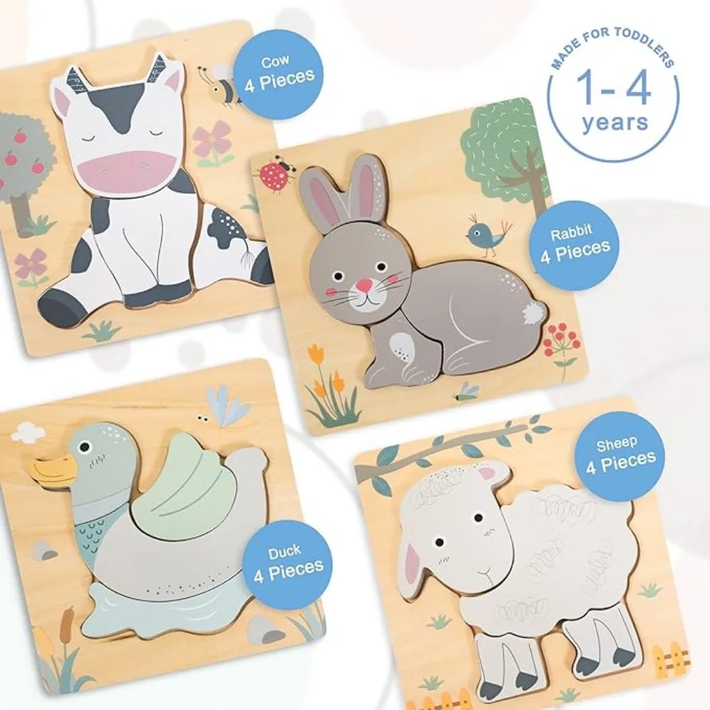 Rompecabezas 3D de madera con animales para niños - Educativo - imagen 2
