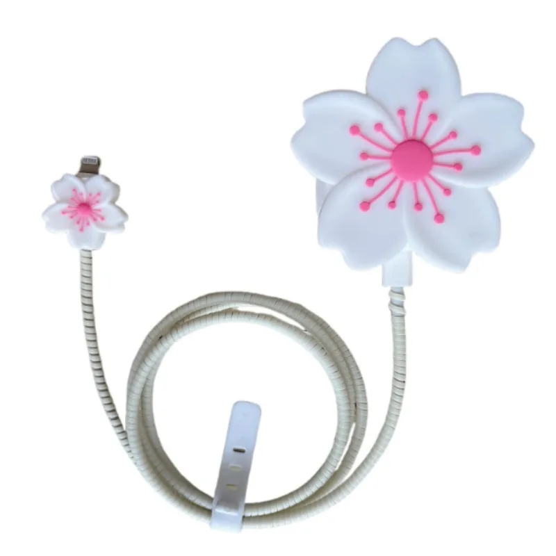 Funda móvil 3D suave con flores de cerezo y organizador de cables - imagen 4