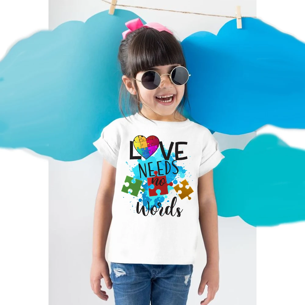 Camiseta Love Need No Words - Concienciación Autismo para Niños - imagen 2