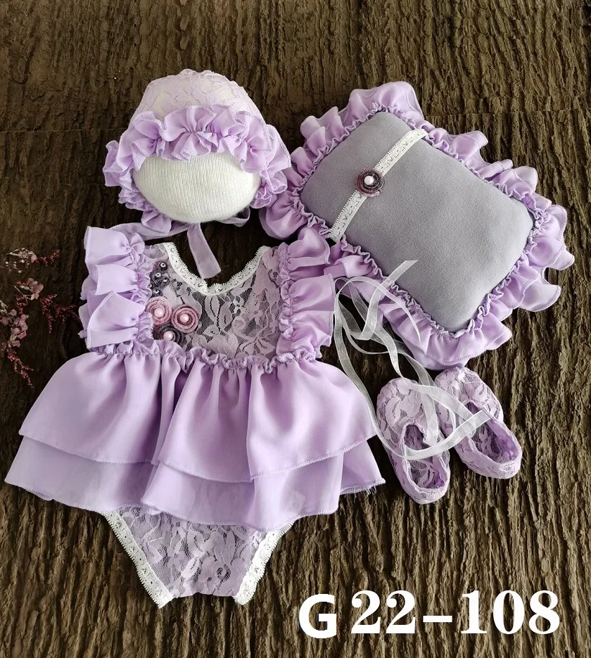 Accesorios fotografía recién nacido: sombrero y pelele de encaje - imagen 3