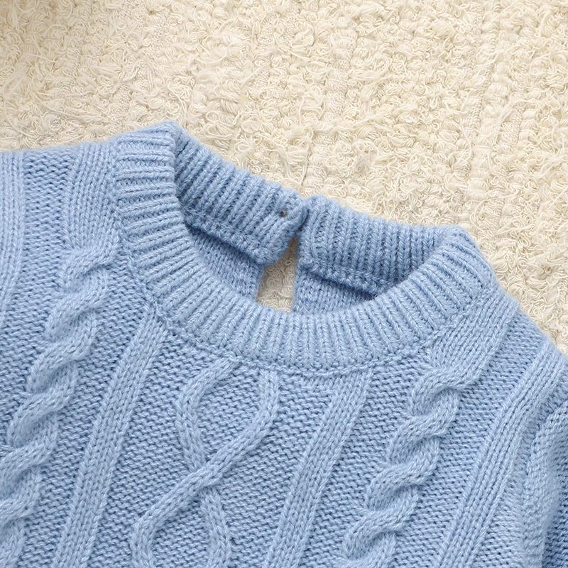 Conjunto de bebé azul con jersey y pantalón cálido de lana invierno - imagen 4
