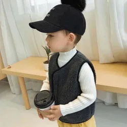 Chaleco bebé de terciopelo cálido de cordero unisex para invierno