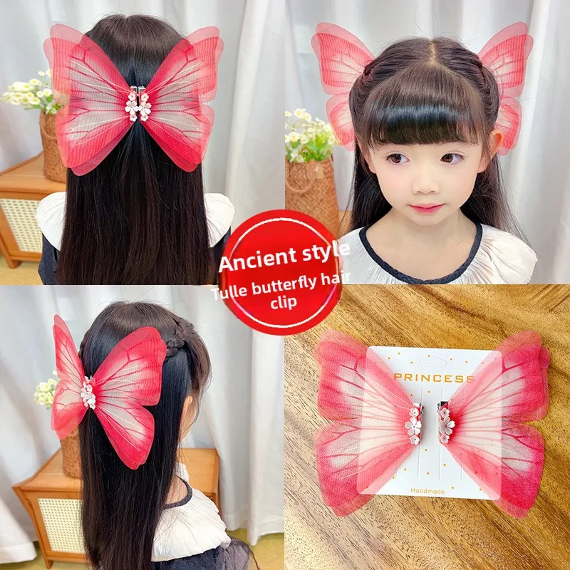 Súper Hada pinzas de cabello tul mariposa vintage para niñas - imagen 4