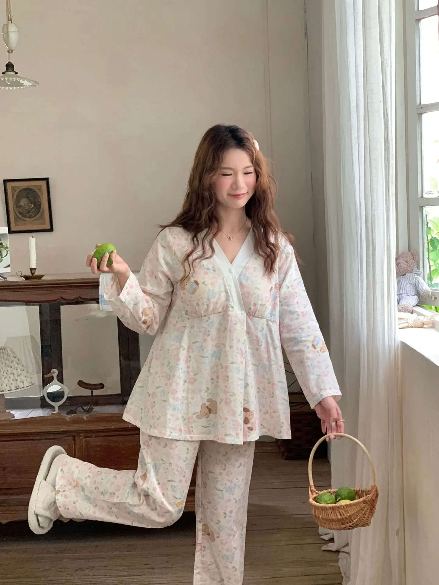 Pijama de lactancia de algodón para embarazadas y maternidad - imagen 5