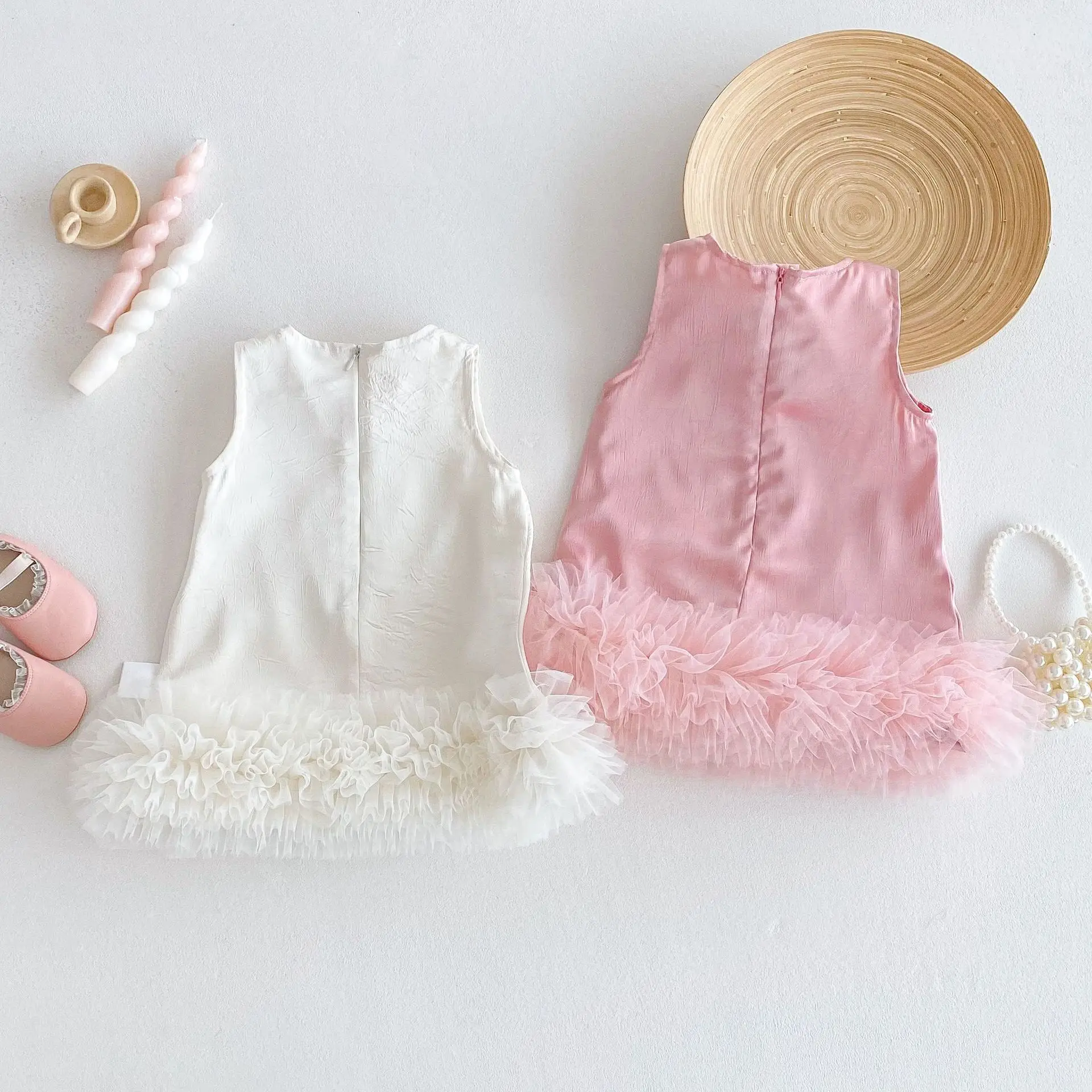 Vestido de verano para niña estilo princesa sin mangas con lazo - imagen 3