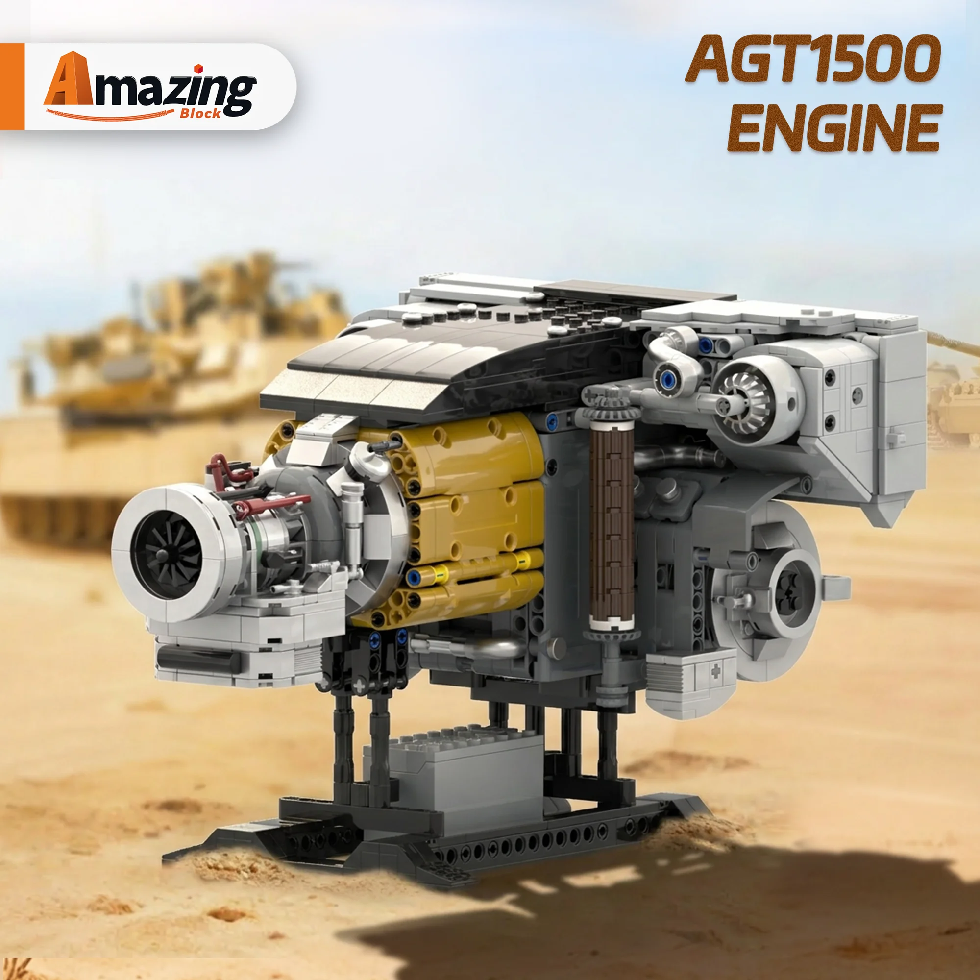 Bloques de construcción de motor de turbina tipo Abrams para niños