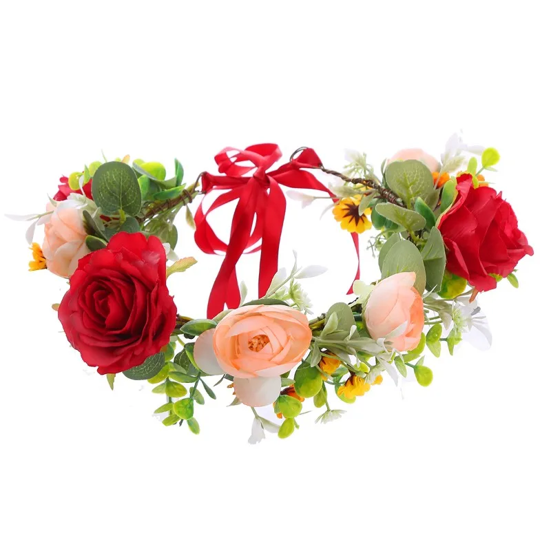 Corona de flores artificiales bohemia para niña, diadema floral - imagen 5