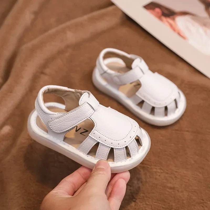Sandalias de cuero genuino para bebé y niño - Verano antideslizantes - imagen 2