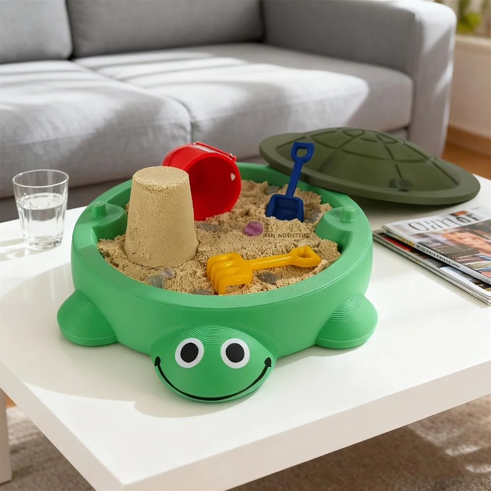 Mini caja de arena portátil para niños con herramientas y tapa - imagen 5