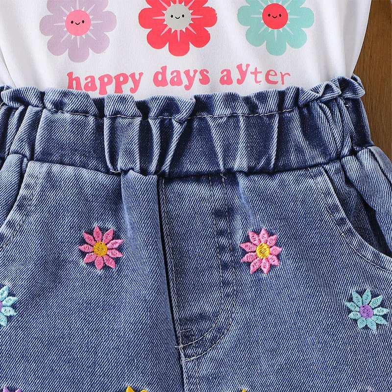 Conjunto veraniego niña top floral y pantalón vaquero - imagen 5