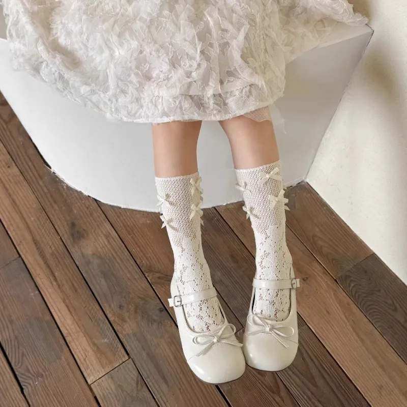 Calcetines altos finos de verano para niña – jacquard princesa - imagen 4