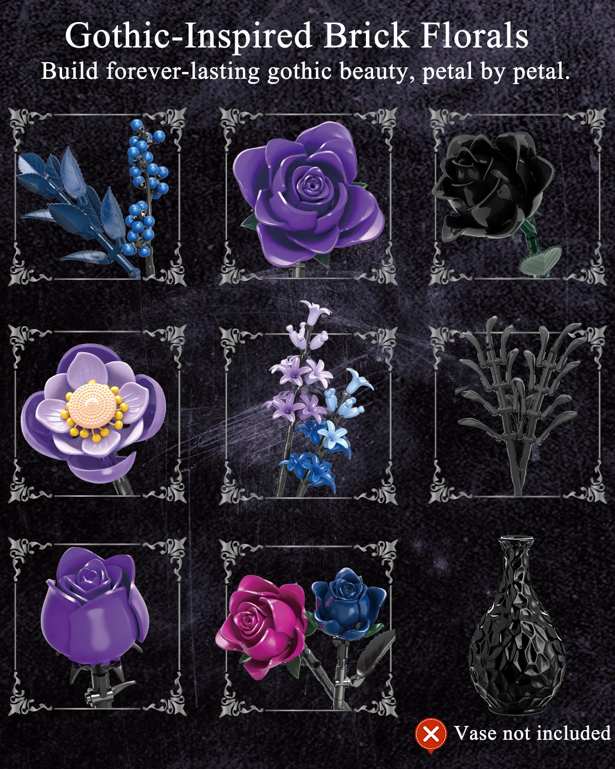 Bloques de construcción con flores preservadas púrpuras juego educativo - imagen 2