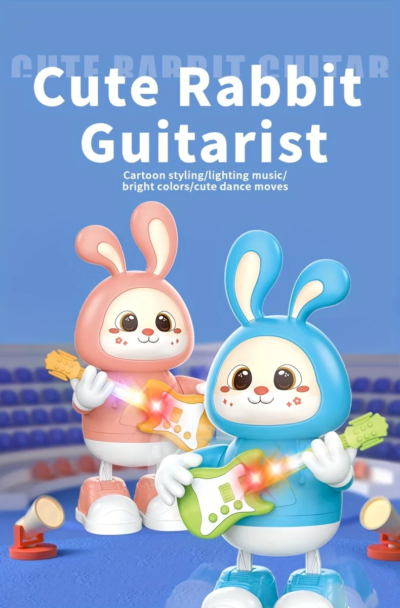 Conejito musical tocando la guitarra con luces