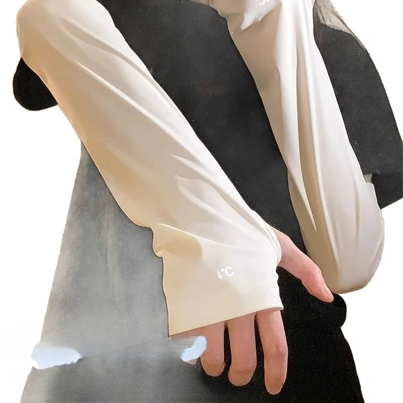 Mangas solares UV de seda helada, finas, refrescantes, unisex
