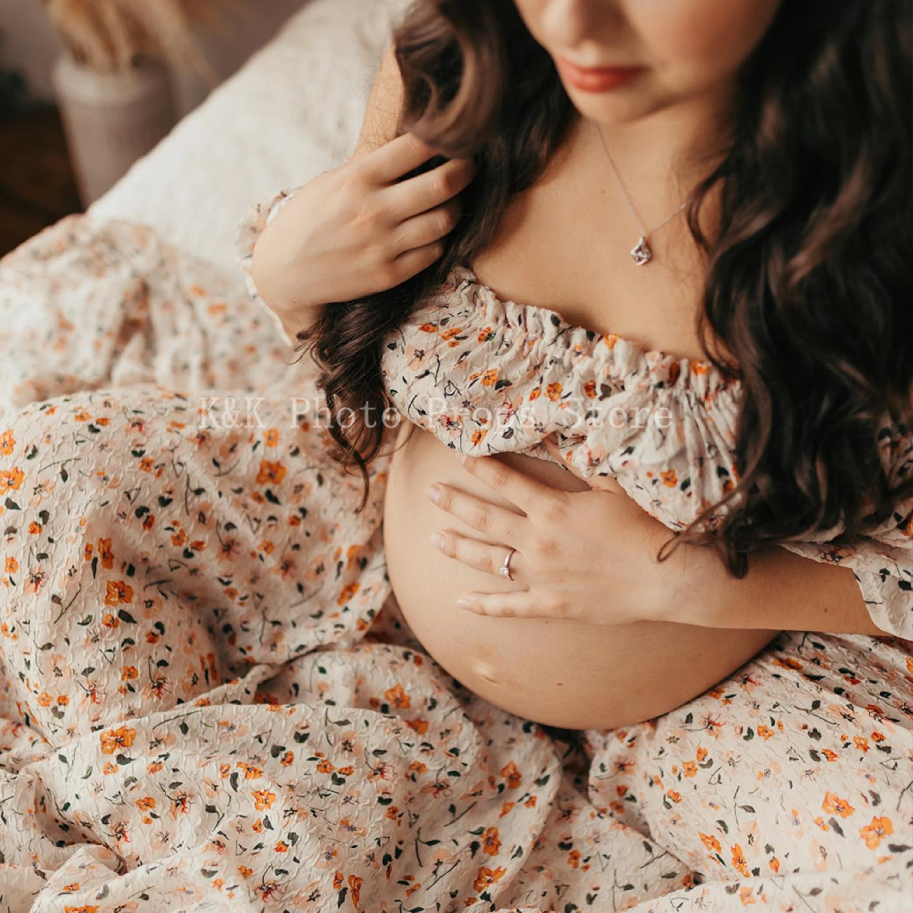 Vestido de maternidad bohemio para fotos – blusa de manga larga - imagen 4