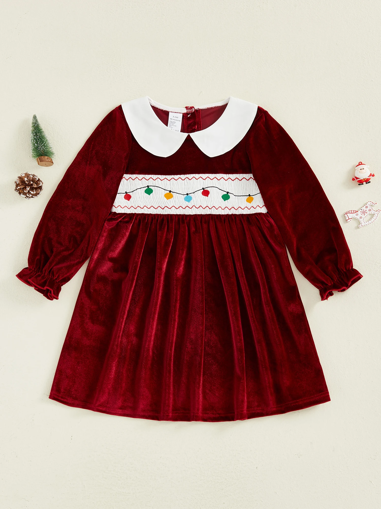 Vestido Tregren rojo de terciopelo para otoño e invierno