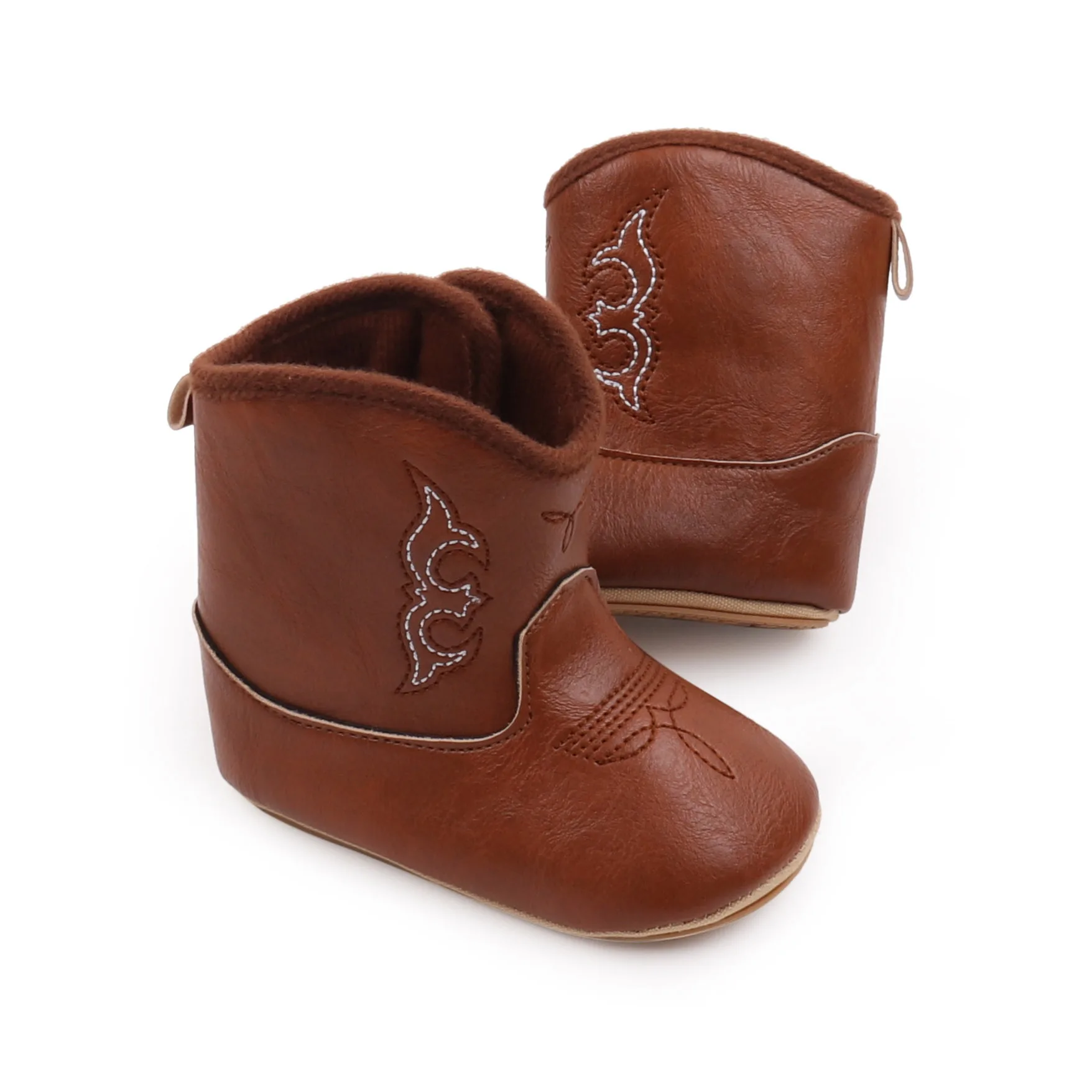 Botas vaqueras altas de cuero PU bordadas para bebés - imagen 3
