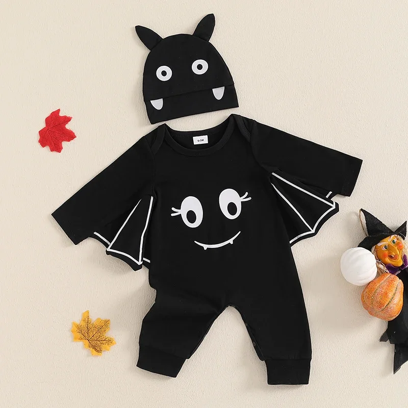 SUNSIOM Pelele Halloween bebé - Body fantasma con sombrero murciélago - imagen 5