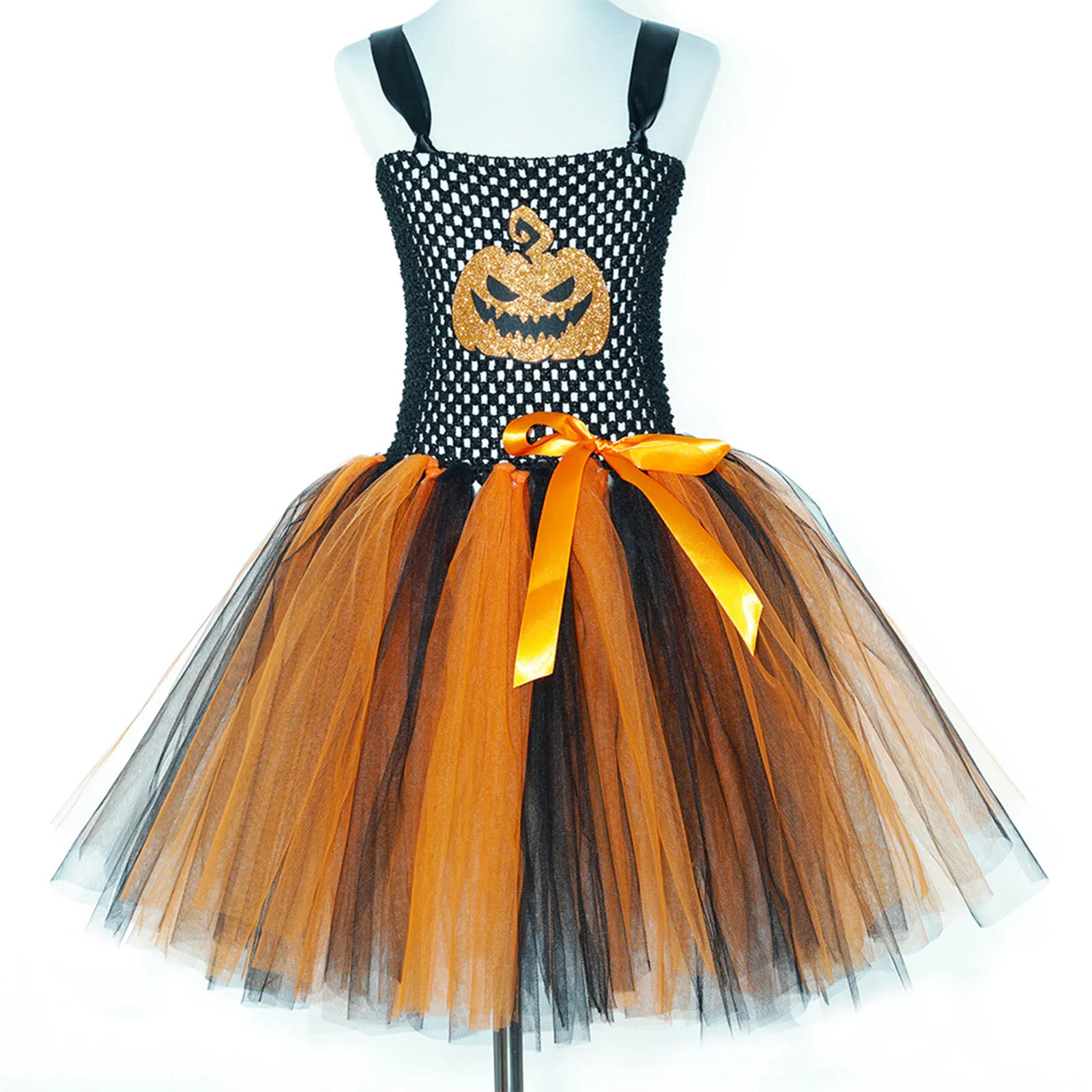 Disfraz de calabaza con tul para niña – bruja de Halloween - imagen 4