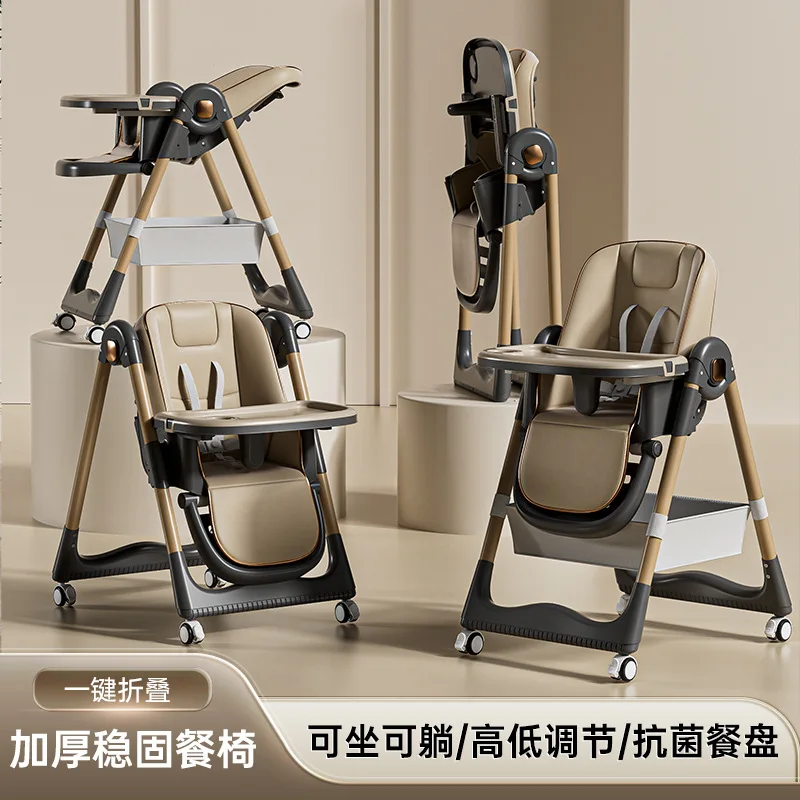 Silla alta de madera plegable multifuncional para comedor bebé - imagen 3