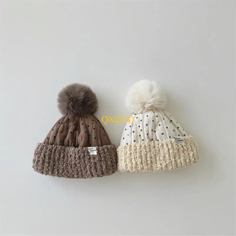 QX2D Gorro de invierno grueso y cálido con orejeras para bebé