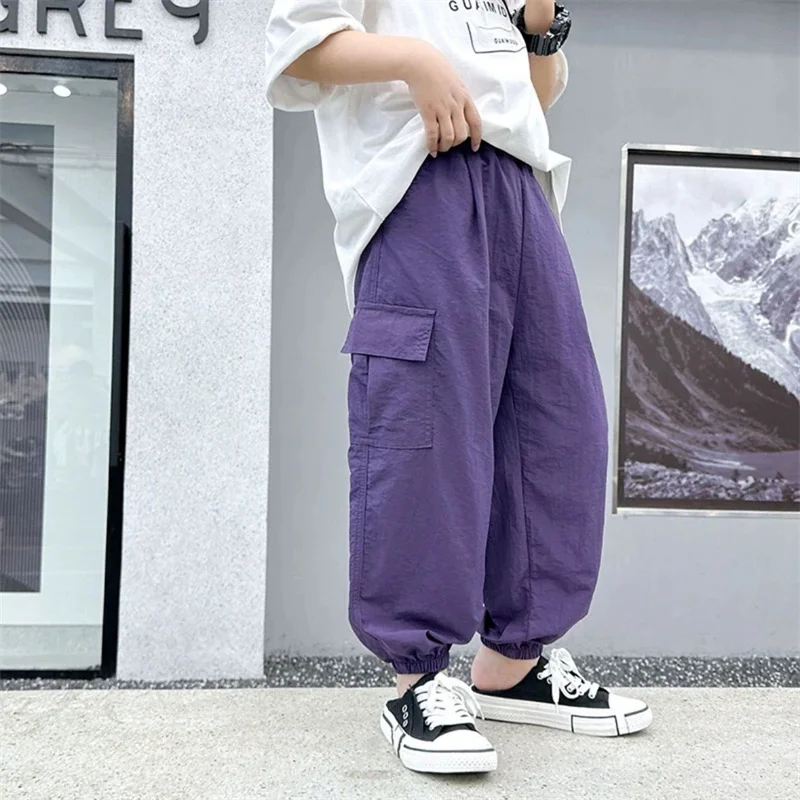 Pantalones de chándal finos sueltos para niños y niñas - imagen 2