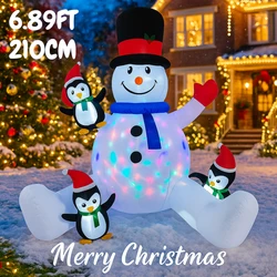 Muñeco de nieve inflable con luces LED, decoración navideña
