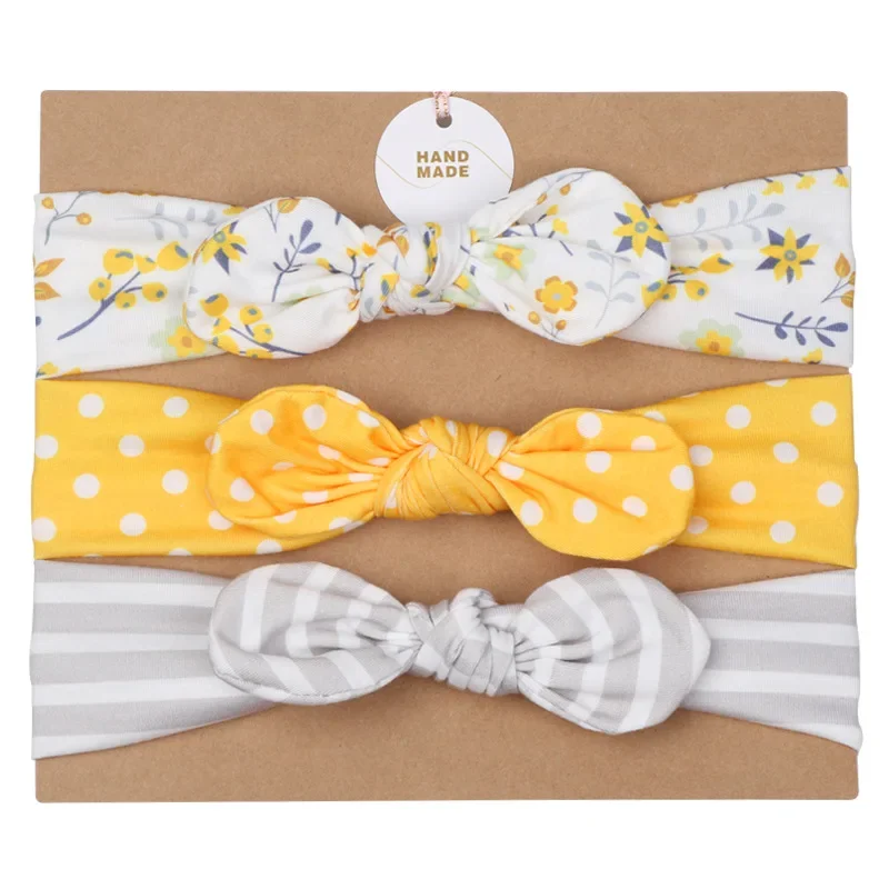 Diademas elásticas con lazo y flores para niña – Pack de 3 - imagen 5