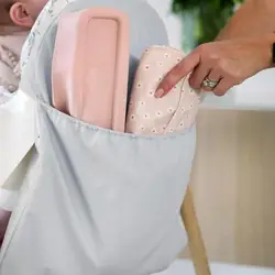 Trona bebé con bolsa impermeable PU – almacenaje en respaldo de silla