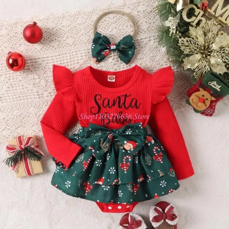 Mameluco navideño con diadema para bebé – look festivo - imagen 3
