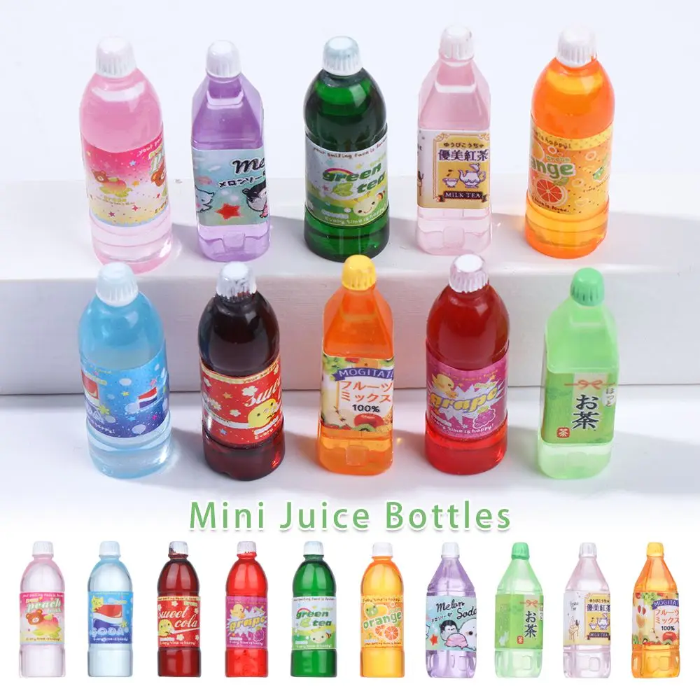 Mini botellas de resina blanca para casa de muñecas