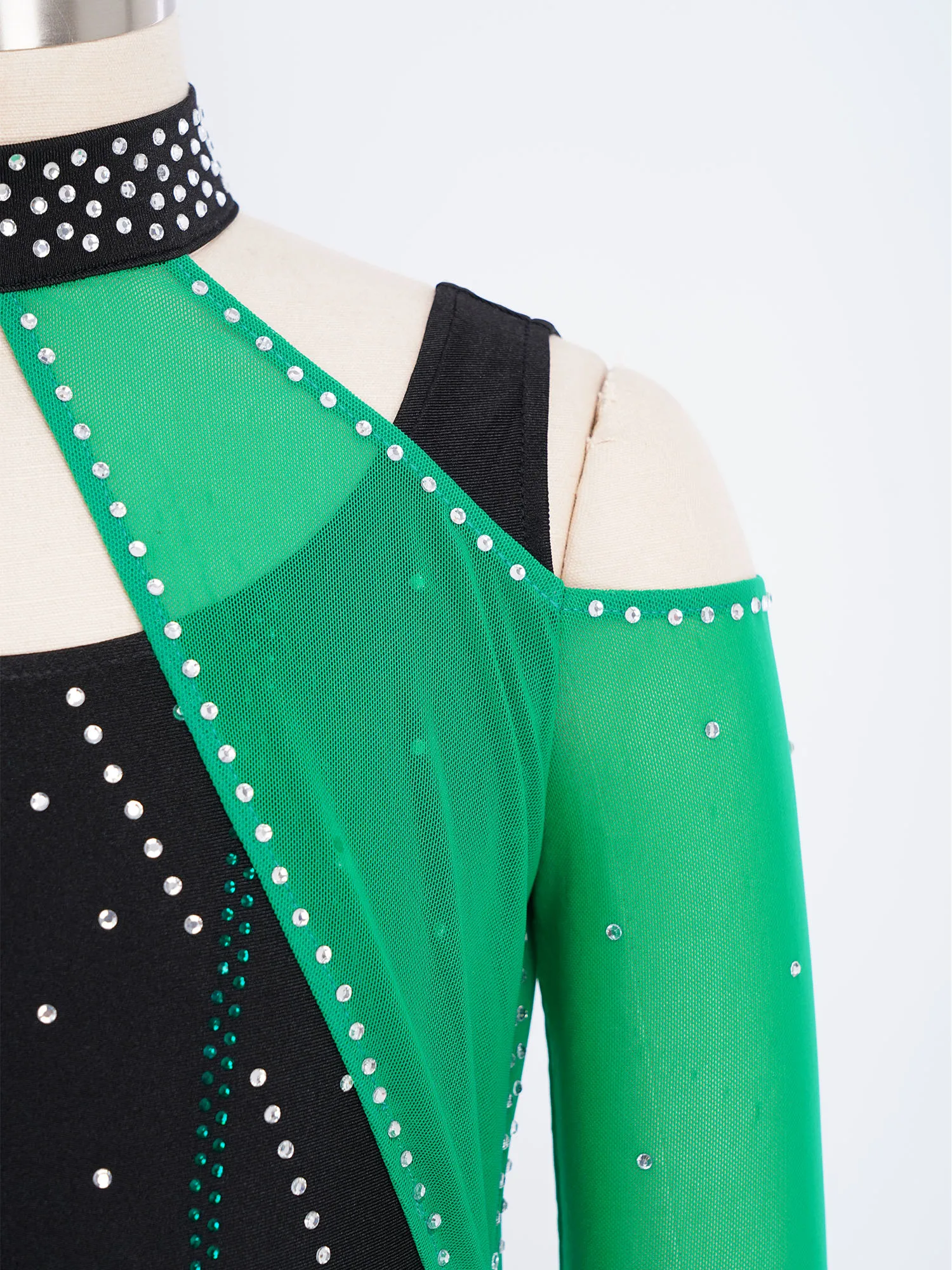 Maillot de ballet con pedrería brillante, manga larga para niñas - imagen 3