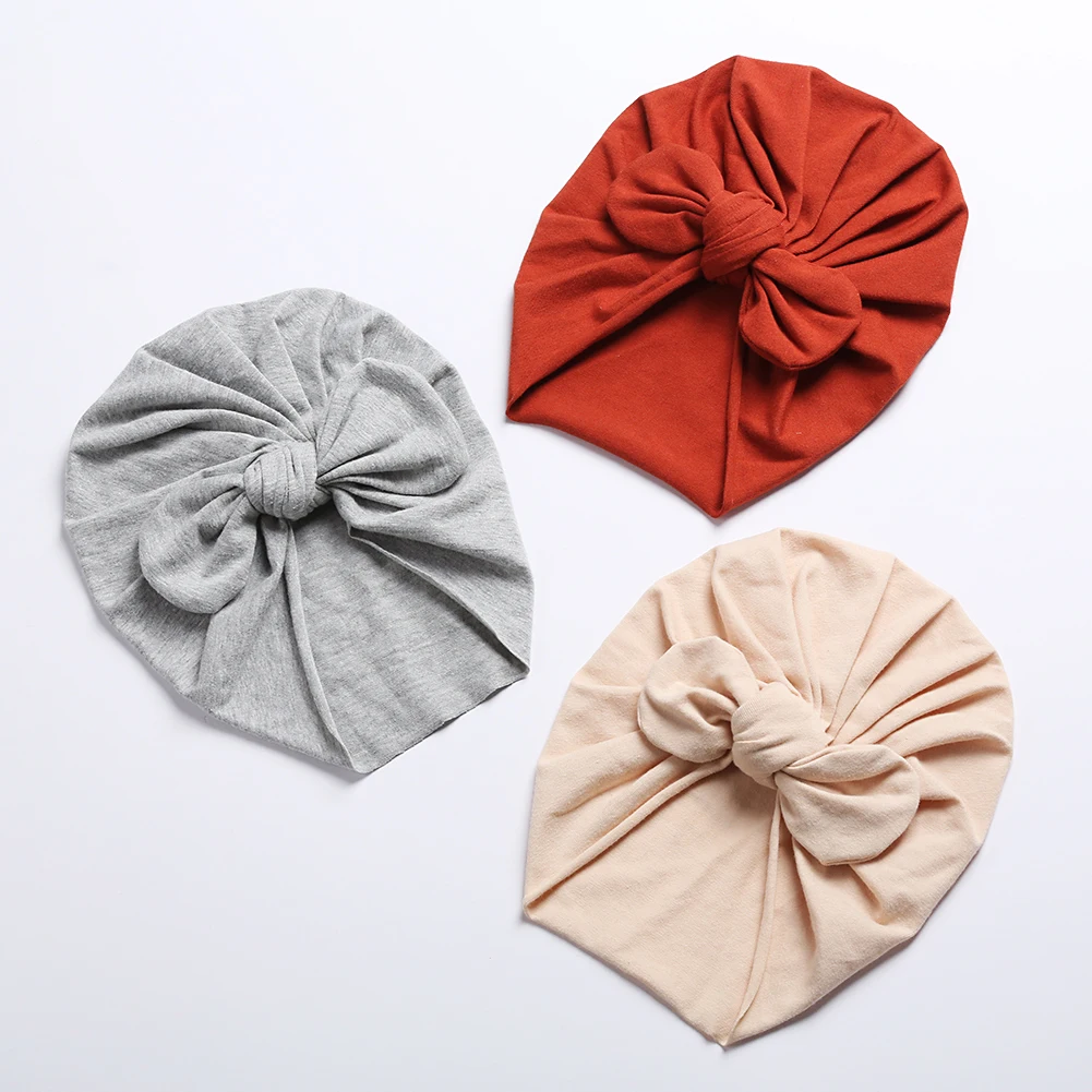 Gorro turbante algodón bebé con lazo oso – Accesorio cabello - imagen 5
