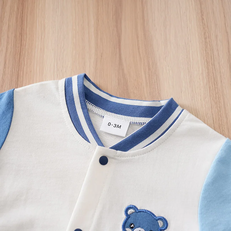 Pijama de una pieza algodón para recién nacido con oso azul - imagen 3