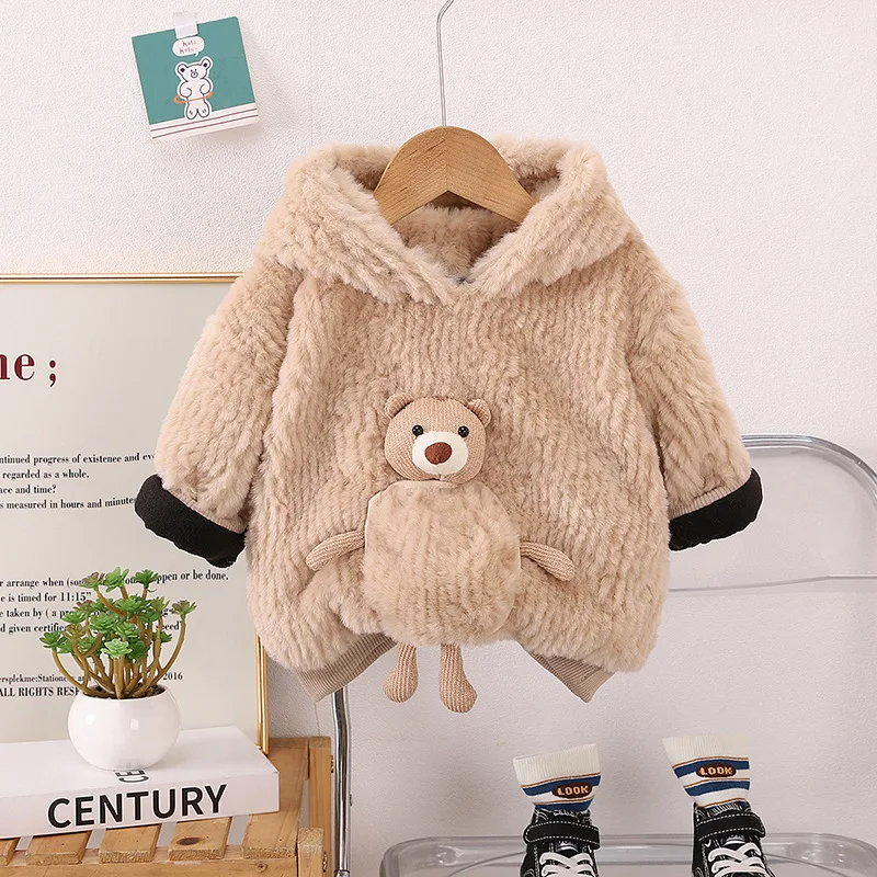 Suéter acolchado con capucha de terciopelo cálido para invierno