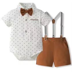 Conjunto verano bebé recién nacido con camiseta lazo y pantalón corto