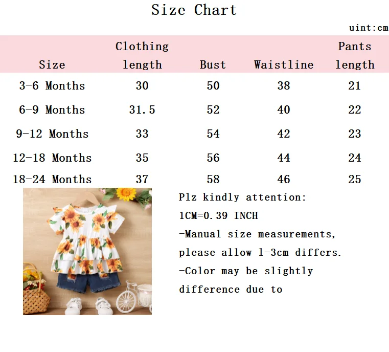 Conjunto de verano para bebé niña con volantes y girasol - imagen 4