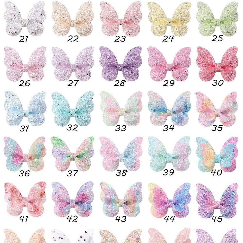 Pinzas para el pelo de lentejuelas con lazos y mariposas