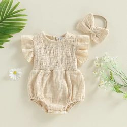 Tregren Conjunto de verano bebé niña con diadema y mameluco