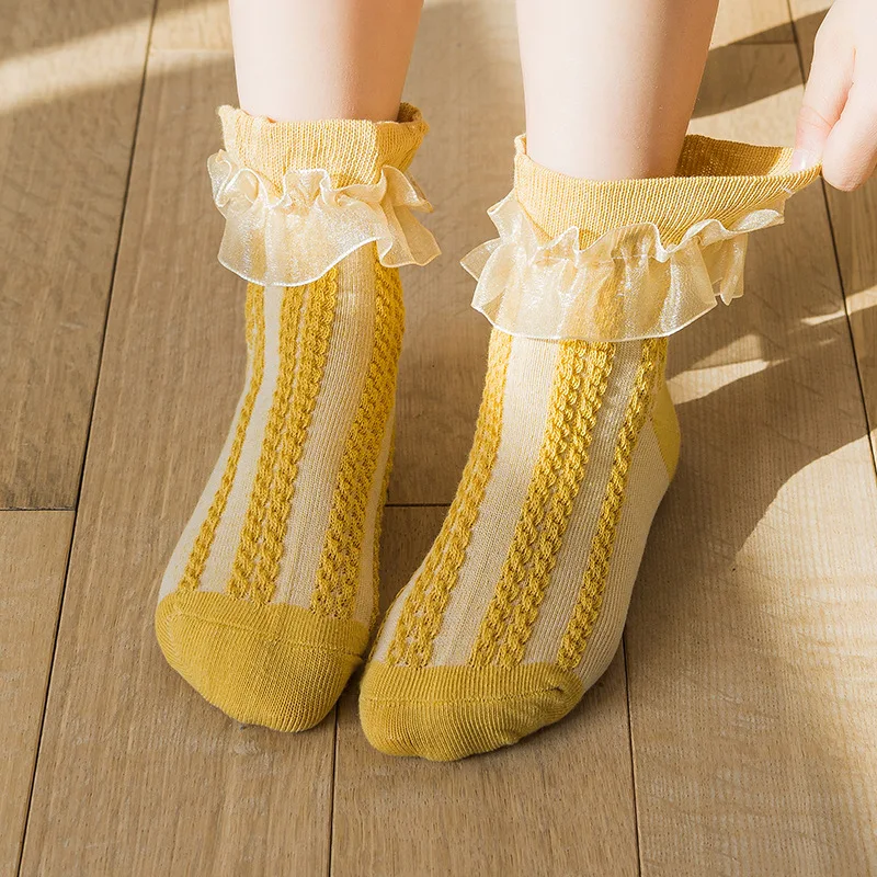 Calcetines tobilleros algodón con volantes para niña estilo princesa - imagen 5