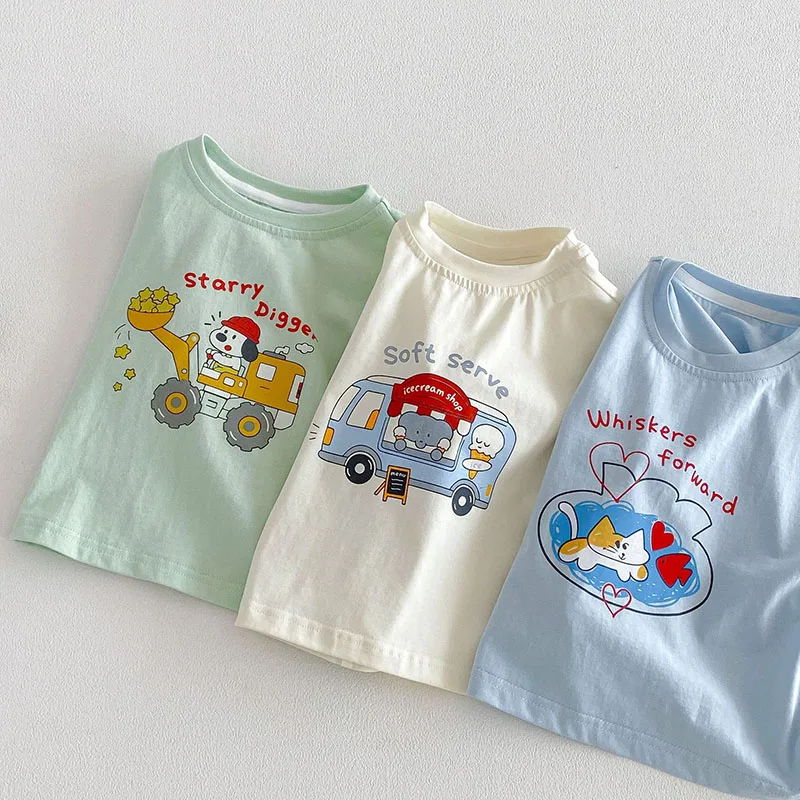 MILANCEL Camiseta de verano manga corta con gato para niños - imagen 3